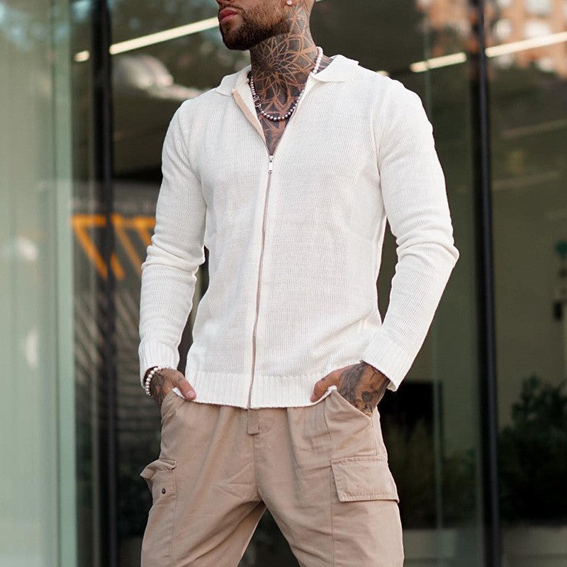 Herren lässiger Strickpulli mit Reißverschluss Aliams