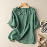 Dagmar | Damen Vintage Bluse Locker Knopfverzierung – Locker Vintage Bluse 2026 in Grün