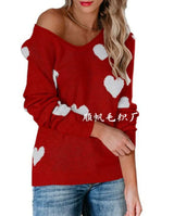 Claudia | Damen-Weihnachtspullover mit Herzmuster in Rot