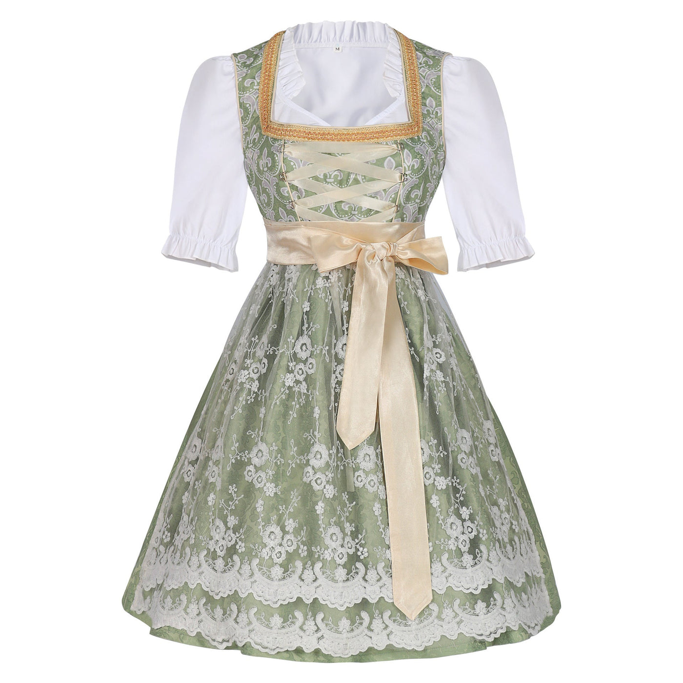 Oktoberfest Dirndl Kleid für Damen – Grünes Trachtenkleid mit Schürze & Bluse
