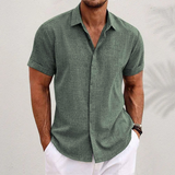 Anton - Luftiges Baumwoll-Leinen-Mix Hemd in Army Green - Nicht auf Lager