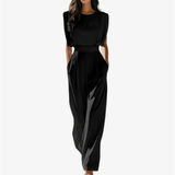 Uarutara - Eleganter Jumpsuit Mit Gürtel in Schwarz