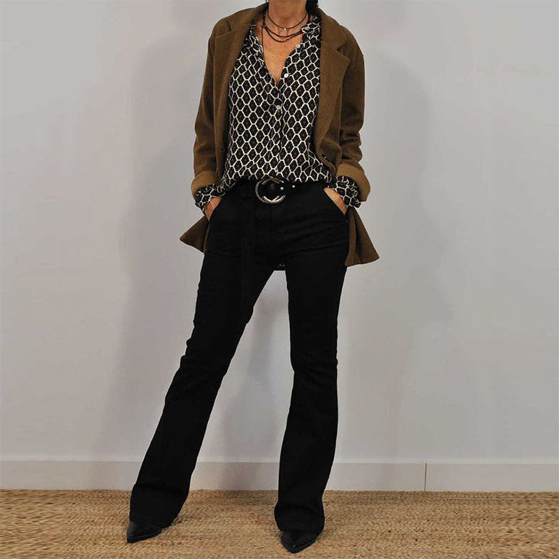 Beata - Elegante Damenbluse V-Ausschnitt
