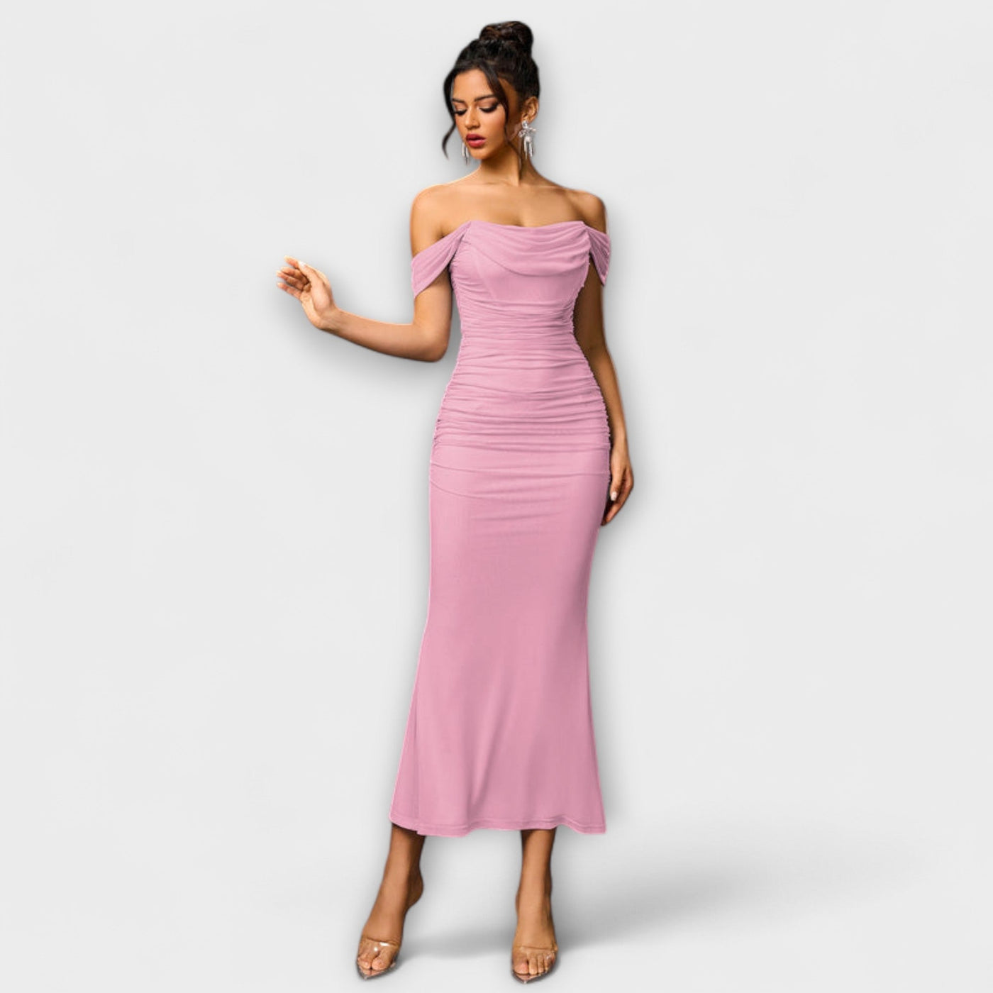 Ione - Off-Shoulder Ruffled Bodycon Dress