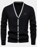 Joachim | Herren Baumwollpullover mit Knöpfen – Knopf Pullover Herren in Schwarz