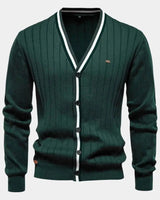 Joachim | Herren Baumwollpullover mit Knöpfen – Knopf Pullover Herren in Dunkelgrün