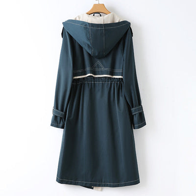 Langer Wasserdichter Trenchcoat für Damen | Mit Kapuze