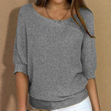 Katrine – Strickpullover Mit Rundhalsausschnitt in Grau