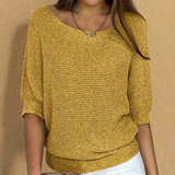 Katrine – Strickpullover Mit Rundhalsausschnitt in Gelb