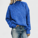 Andreas | Damen Gerippter Winterpullover mit langen Ärmeln in Blau