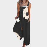 Evarielle - Softtouch-Jumpsuit in Schwarzes Blumenmuster