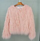 Edith | Damen Einzigartige Flauschige Winterjacke in Rosa