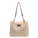 Samantha – Cord-Tragetasche für stilvolle Vielseitigkeit in Beige