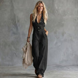 Amberaa – Bequemer Und Lässiger Jumpsuit in Schwarz