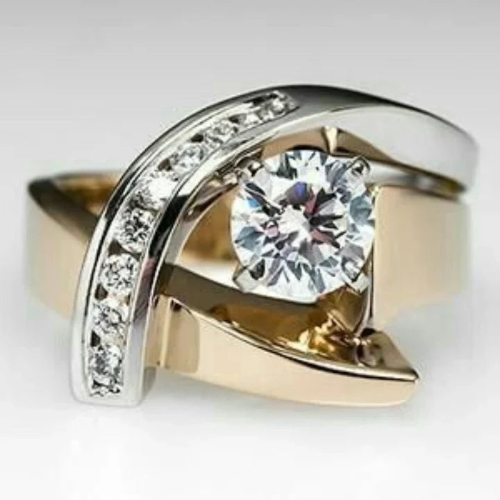 Gold & Silber Orbit Kristall Ring