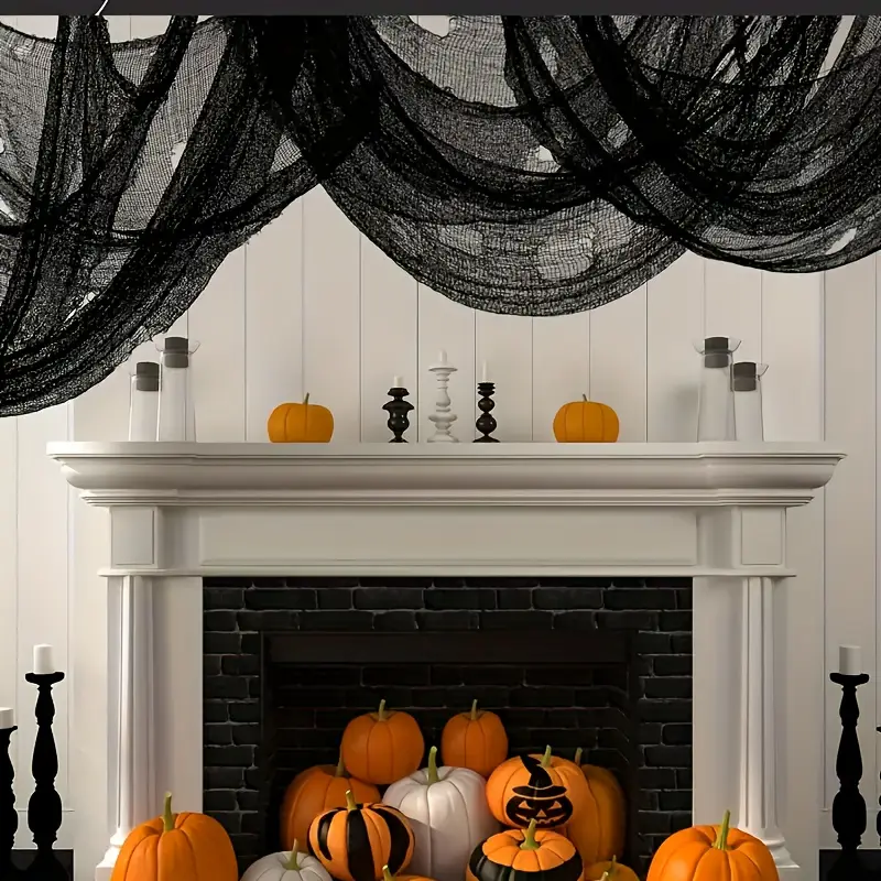 PhantomWeb Halloween Spinnennetz – Schwarzes Polyester für Innen & Außen