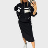 Damen elegantes Zweiteiler Set in Schwarz