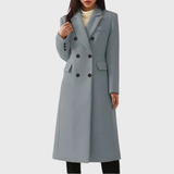 Andrea | Damen Klassischer Wollmantel in Grau
