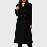 Andrea | Damen Klassischer Wollmantel in Schwarz