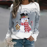 Elfriede | Damen-Weihnachtspullover mit Schneemann-Motiv in Grau
