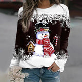 Elfriede | Damen-Weihnachtspullover mit Schneemann-Motiv in Dunkelbraun
