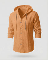 Herren Kapuzenhemd Leinen in Beige