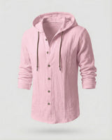 Herren Kapuzenhemd Leinen in Rosa