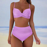 Erica - Stilvoll hohe taille bikini in Lila