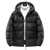 ROBERT - Baumwolljacke mit Allover-Briefdruck in Schwarz