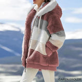 Drav | Kuschelige Tweed-Kapuzenjacke mit Plüsch-Woll-Futter in Arktis Rosa