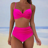Erica - Stilvoll hohe taille bikini in Rosenrot