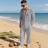 Malibu-Set™ aus Baumwoll-Leinen mit Raffiniertem Design in Grau