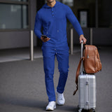 Manchester™ Set aus strukturiertem Baumwollstoff mit Kapuzenhoodie und Slim-Fit-Hose in Blau