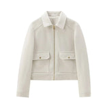 Kerstin | Damen Freizeit-Jacke mit Reißverschluss und Woll-Mix in Weiß