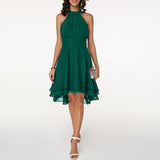 Damen Halter Mini Hochzeitsgast Kleid in Grün