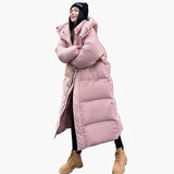 Daniela | Damen Oversized Langer Kapuzen Winter Puffer Mantel in Rosa