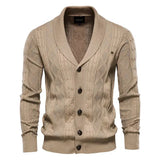 Herren-Cardigan mit Knopfleiste in Khaki
