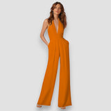 Bea | Damen Schlaghosen Jumpsuit Retro Selbstbewusst in Orange