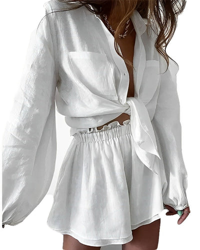 Althea - Damen Set Langarmshirt & Shorts