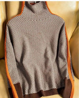 Anna | Damen Luxus Fischgrät Rollkragenpullover in Orange