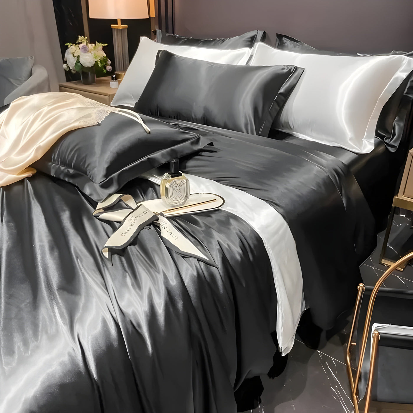 SatinHaven Set – Luxuriöses Seiden-Bettwäsche-Set