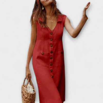 Noellea – A-Linien-Kleid mit Umlegekragen aus Leinenmix