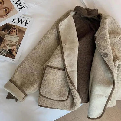 Pamy - Damen Teddy Jacke Beige