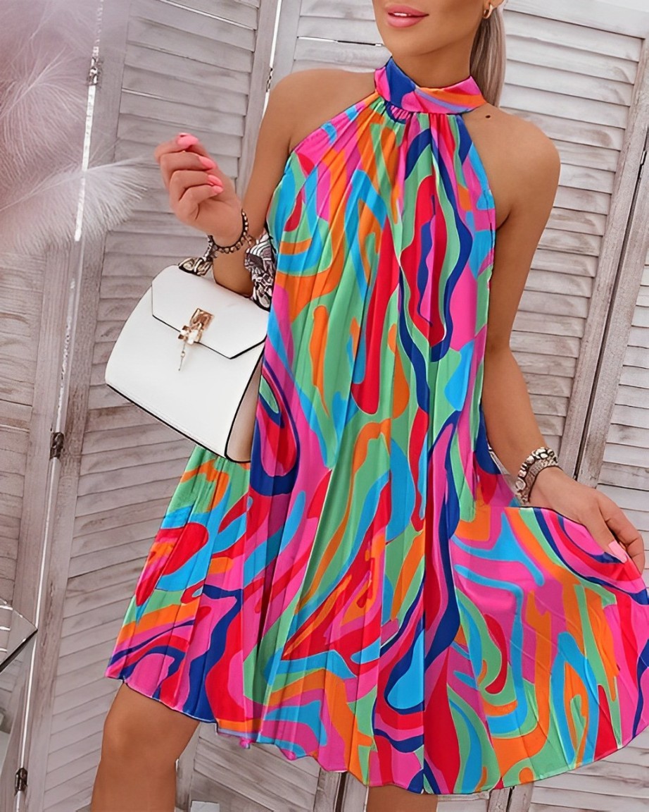 Alina - Sommerkleid Damen Plissee Ärmellos