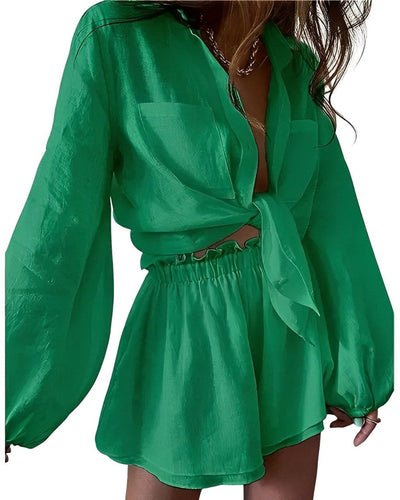 Althea - Damen Set Langarmshirt & Shorts