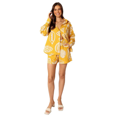 Avery – Zweiteiliges Set: Langarmshirt & Shorts mit Print