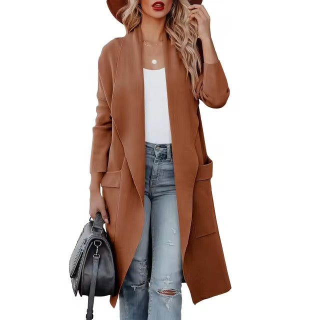 Megan - Langer Tweed-Wollmantel für zeitlose Eleganz