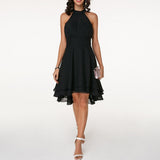Ashley | Damen Abend Halter Kleid | Mini in Schwarz