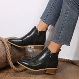 Rita | Damen Frühlings Lässige Ankle Boots Mit Seitlichem Reißverschluss in Schwarz