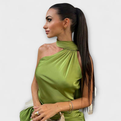 Elegantes Off-Shoulder Halter Maxikleid